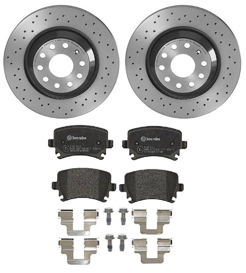 Audi VW Brakes Kit - Pads and Rotors Rear (310mm) (Xtra) (Low-Met) 8E0698451J - Brembo 1564434KIT